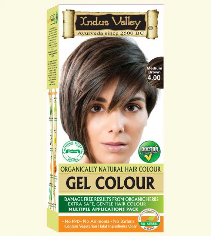 90% Chemical Free Gel Hair Colour Medium Brown 4.0 - Sale (best before 05/24)