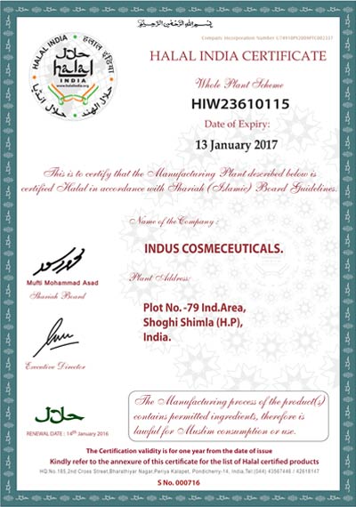 indusvalley Halal certification